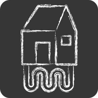 Simge Jeotermal Evi. Sera sembolüyle ilgili. Tebeşir stili. dizayn edilebilir