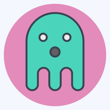 Simge Hayaleti. Cadılar Bayramı sembolüyle ilgili. renk arkadaşı stili. dizayn edilebilir