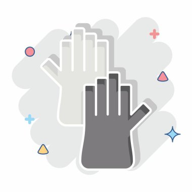 Simge eldivenleri. Plastik Ürün sembolüyle ilgili. Çizgi roman. dizayn edilebilir