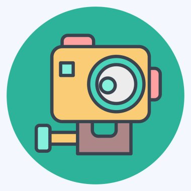 İkon Gopro. Macera sembolüyle ilgili. renk arkadaşı stili. dizayn edilebilir