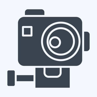 İkon Gopro. Macera sembolüyle ilgili. Kabartma tarzı. dizayn edilebilir