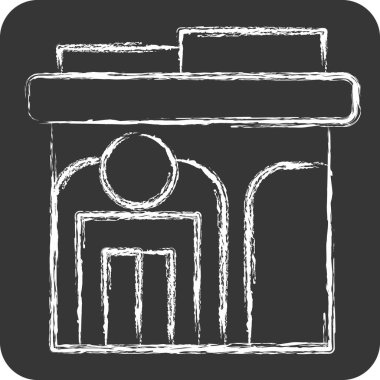 İkon Sağlık Kliniği. Şehir merkezinin sembolüyle ilgili. Tebeşir stili. dizayn edilebilir