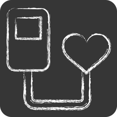 Simge Kalp atışı sensörü. Sensörlerin sembolüyle ilgili. Tebeşir stili. dizayn edilebilir