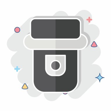 Simge Isı dedektörü. Sensörlerin sembolüyle ilgili. Çizgi roman. dizayn edilebilir