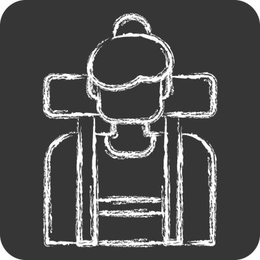 İkon Yürüyüşü. Macera sembolüyle ilgili. Tebeşir stili. dizayn edilebilir