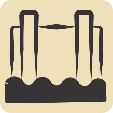 Simge Hidroelektrik. Doğal Kaynaklar sembolüyle ilgili. El çizimi tarzı. dizayn edilebilir