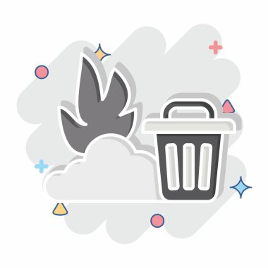 Simge yakma. Atık sembolüyle ilgili. Çizgi roman. dizayn edilebilir