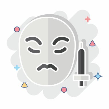 Simge enjeksiyonu. Dermatoloji sembolüyle ilgili. Çizgi roman. dizayn edilebilir