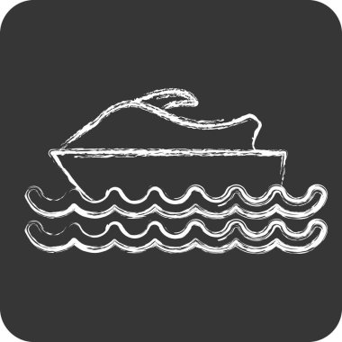 Simge Jet Ski. Macera sembolüyle ilgili. Tebeşir stili. dizayn edilebilir