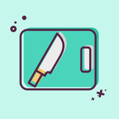 Simge Bıçak ve Kesme Tahtası. BBQ sembolüyle ilgili. MBE tarzı. dizayn edilebilir