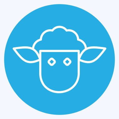 İkon Kuzu. BBQ sembolüyle ilgili. Mavi gözlü. dizayn edilebilir