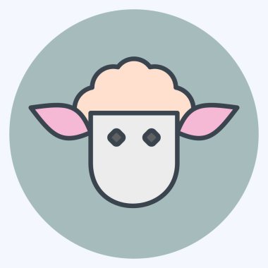 İkon Kuzu. BBQ sembolüyle ilgili. renk arkadaşı stili. dizayn edilebilir