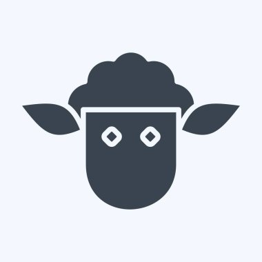 İkon Kuzu. BBQ sembolüyle ilgili. Kabartma tarzı. dizayn edilebilir