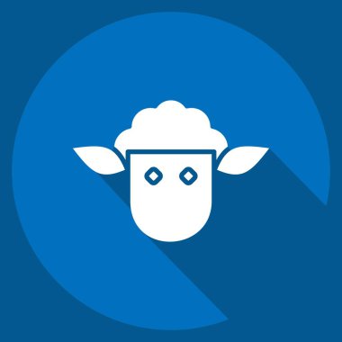 İkon Kuzu. BBQ sembolüyle ilgili. Uzun gölge tarzı. dizayn edilebilir