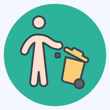 Simge Çöpü. Atık sembolüyle ilgili. renk arkadaşı stili. dizayn edilebilir