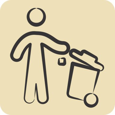 Simge Çöpü. Atık sembolüyle ilgili. El çizimi tarzı. dizayn edilebilir