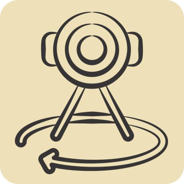 Simge Meta 360 Kamera. Metaverse sembolüyle ilgili. El çizimi tarzı. dizayn edilebilir