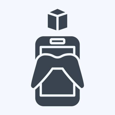 Simge Metaverse Telefonu. Metaverse sembolüyle ilgili. Kabartma tarzı. dizayn edilebilir