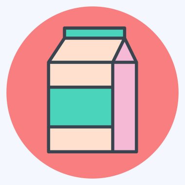 Simge Süt Paketi. Meşrubat sembolüyle ilgili. renk arkadaşı stili. dizayn edilebilir