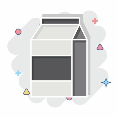 Simge Süt Paketi. Meşrubat sembolüyle ilgili. Çizgi roman. dizayn edilebilir