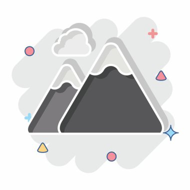 İkon Dağı. Doğal Kaynaklar sembolüyle ilgili. Çizgi roman. dizayn edilebilir