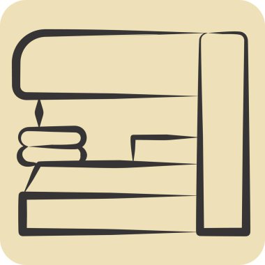 Simge gazete bayii. Şehir merkezinin sembolüyle ilgili. El çizimi tarzı. dizayn edilebilir