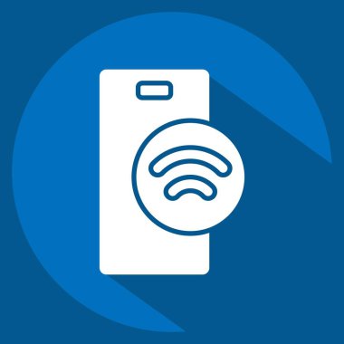 Simge NFC. Sensörlerin sembolüyle ilgili. Uzun gölge tarzı. dizayn edilebilir