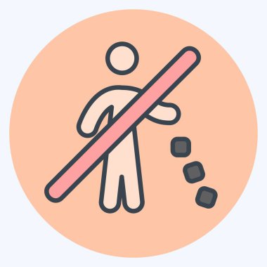 Çöp dökme yok. Atık sembolüyle ilgili. renk arkadaşı stili. dizayn edilebilir