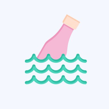 Simgesel Okyanus Çöplüğü. Atık sembolüyle ilgili. Düz stil. dizayn edilebilir