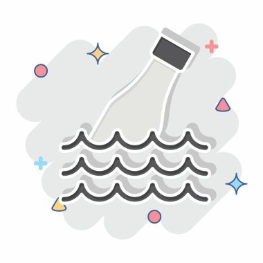 Simgesel Okyanus Çöplüğü. Atık sembolüyle ilgili. Çizgi roman. dizayn edilebilir