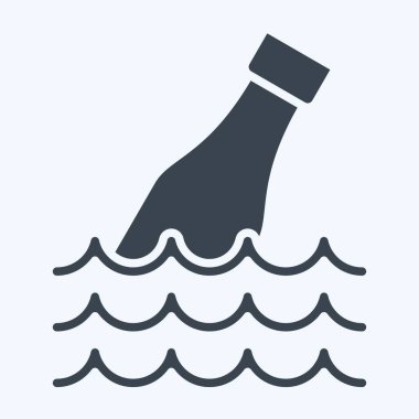 Simgesel Okyanus Çöplüğü. Atık sembolüyle ilgili. Kabartma tarzı. dizayn edilebilir