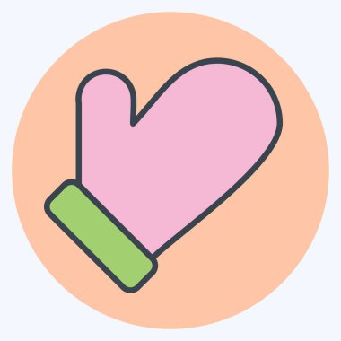 Simge Fırın Eldiveni. BBQ sembolüyle ilgili. renk arkadaşı stili. dizayn edilebilir