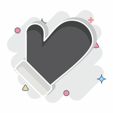 Simge Fırın Eldiveni. BBQ sembolüyle ilgili. Çizgi roman. dizayn edilebilir