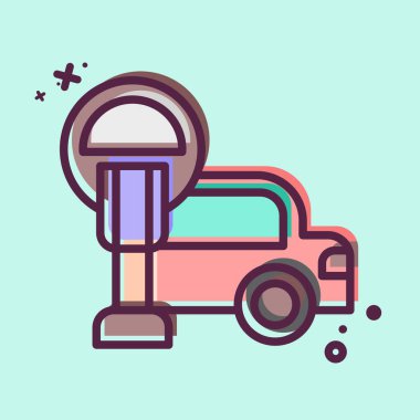 Simge parkmetresi. Şehir merkezinin sembolüyle ilgili. MBE tarzı. dizayn edilebilir