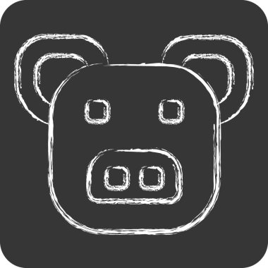 Simge domuzu. Hayvanlar sembolüyle ilgili. Tebeşir stili. dizayn edilebilir