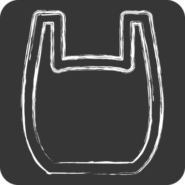 Simge Plastik Torba. Plastik Ürün sembolüyle ilgili. Tebeşir stili. dizayn edilebilir