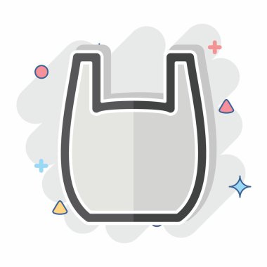 Simge Plastik Torba. Plastik Ürün sembolüyle ilgili. Çizgi roman. dizayn edilebilir