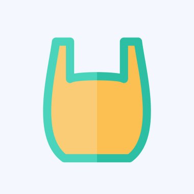 Simge Plastik Torba. Plastik Ürün sembolüyle ilgili. Düz stil. dizayn edilebilir