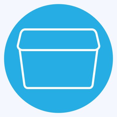 Simge Plastik Konteynır. Plastik Ürün sembolüyle ilgili. Mavi gözlü. dizayn edilebilir