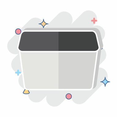 Simge Plastik Konteynır. Plastik Ürün sembolüyle ilgili. Çizgi roman. dizayn edilebilir