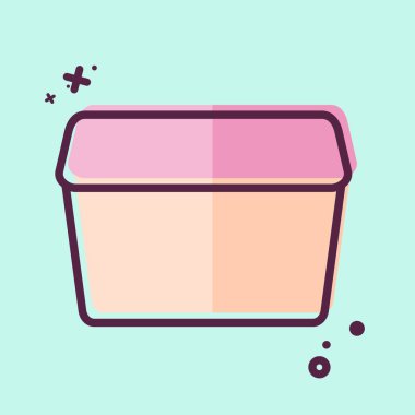 Simge Plastik Konteynır. Plastik Ürün sembolüyle ilgili. MBE tarzı. dizayn edilebilir