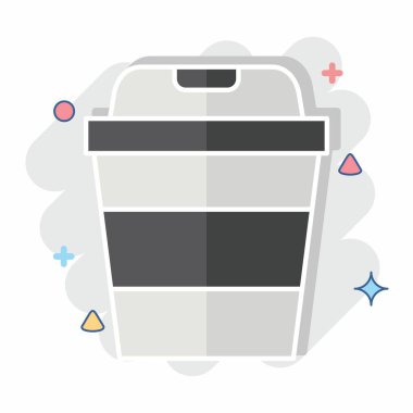 Simge Plastik Kupa. Plastik Ürün sembolüyle ilgili. Çizgi roman. dizayn edilebilir