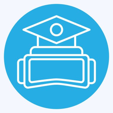 İkon 3D Eğitim. Metaverse sembolüyle ilgili. Mavi gözlü. dizayn edilebilir