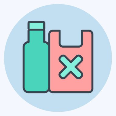 Simge Plastik Atık. Atık sembolüyle ilgili. renk arkadaşı stili. dizayn edilebilir