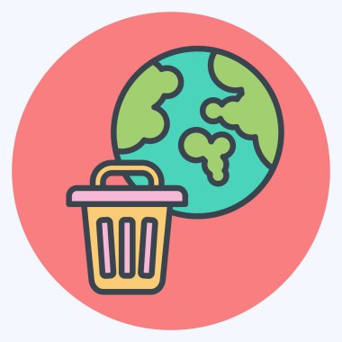 Simge Kirliliği. Atık sembolüyle ilgili. renk arkadaşı stili. dizayn edilebilir