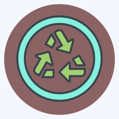 Simge Geri Dönüşümü. Atık sembolüyle ilgili. renk arkadaşı stili. dizayn edilebilir