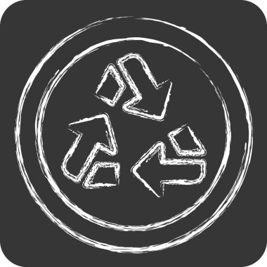 Simge Geri Dönüşümü. Atık sembolüyle ilgili. Tebeşir stili. dizayn edilebilir