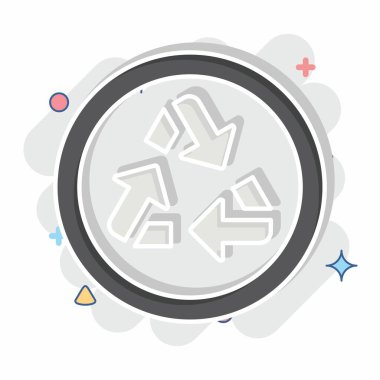 Simge Geri Dönüşümü. Atık sembolüyle ilgili. Çizgi roman. dizayn edilebilir