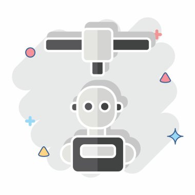 Simge Robotları. Yazdırma sembolüyle ilgili. Çizgi roman. dizayn edilebilir