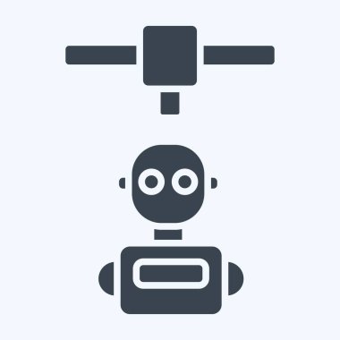 Simge Robotları. Yazdırma sembolüyle ilgili. Kabartma tarzı. dizayn edilebilir